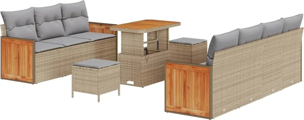 vidaXL Kerti Kanapé Szett párnával 10 pcs Beige és Világosszürke