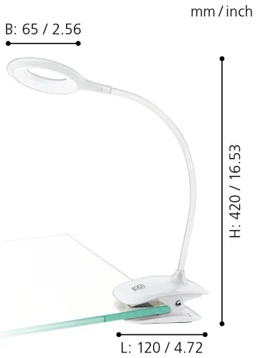 Eglo 97077 - LED Dimmelhető lámpa csipeszes CABADO 1xLED/3W/5V fehér
