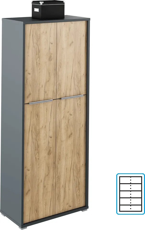 Polc szekrény, grafit/tölgyfa artisan, RIOMA NEW TYP 07