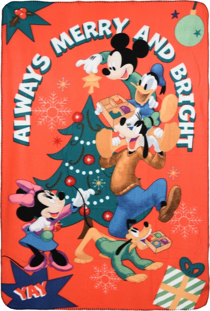 Disney Mickey Bright karácsonyi polár takaró 100x150cm