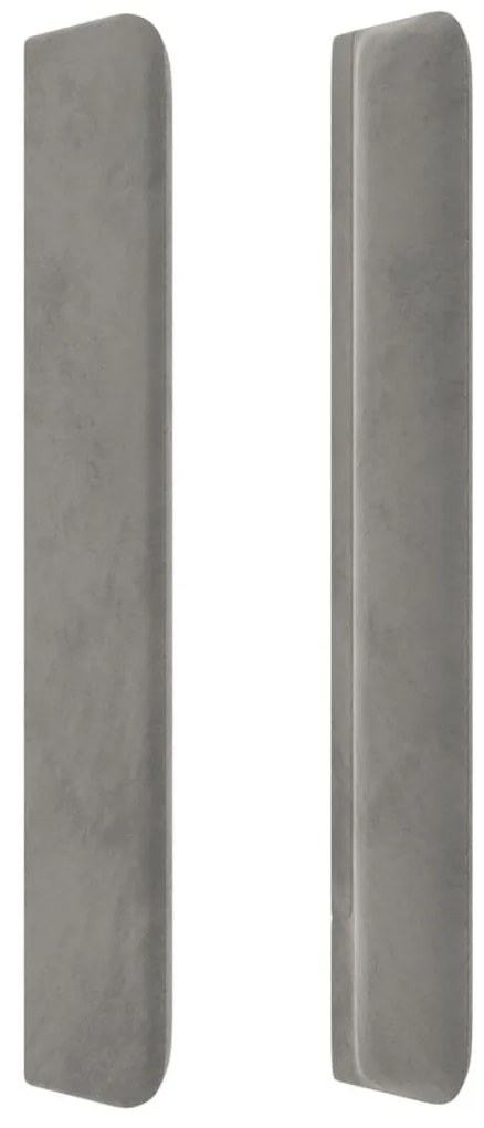 világosszürke bársony LED-es fejtámla 147x16x118/128 cm