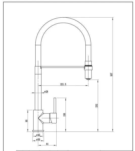 Pyramis 90939801 - SERINA mosogató csaptelep flexibilis karos, króm/fekete