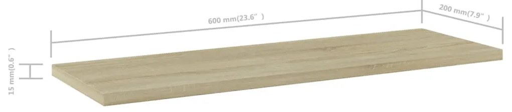 4 db sonoma-tölgy színű forgácslap könyvespolc 60 x 20 x 1,5 cm