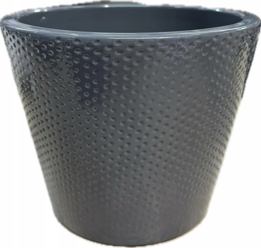 Virágcserép kerámia szürke grafit kerek fedél