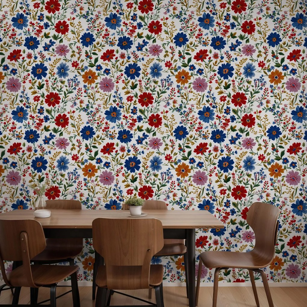 Fotótapéta - Virágok kék-pirosban (147x102 cm)