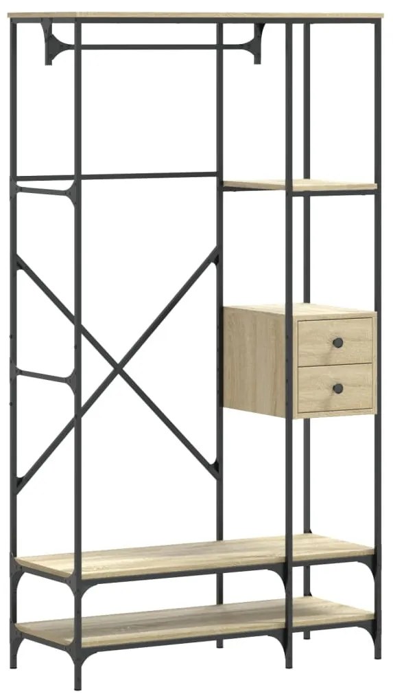 vidaXL sonoma tölgy szerelt fa ruhatartó polcokkal