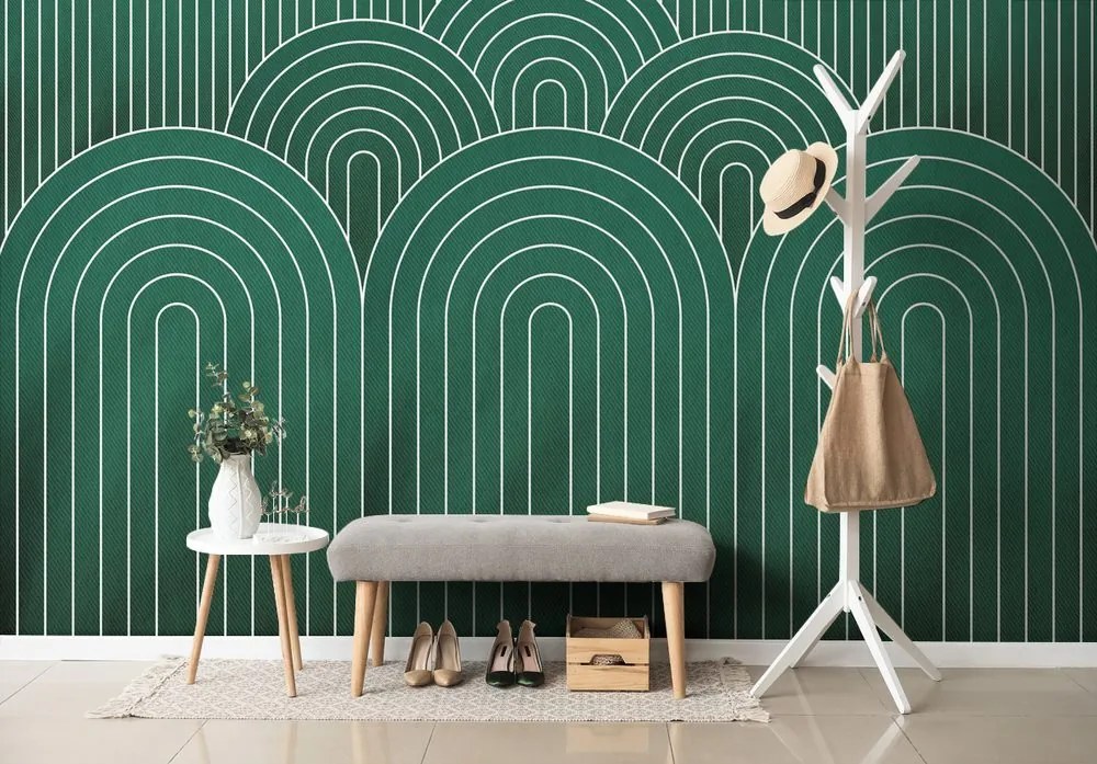 Öntapadó tapéta zöld szivárvány minta Mid-Century