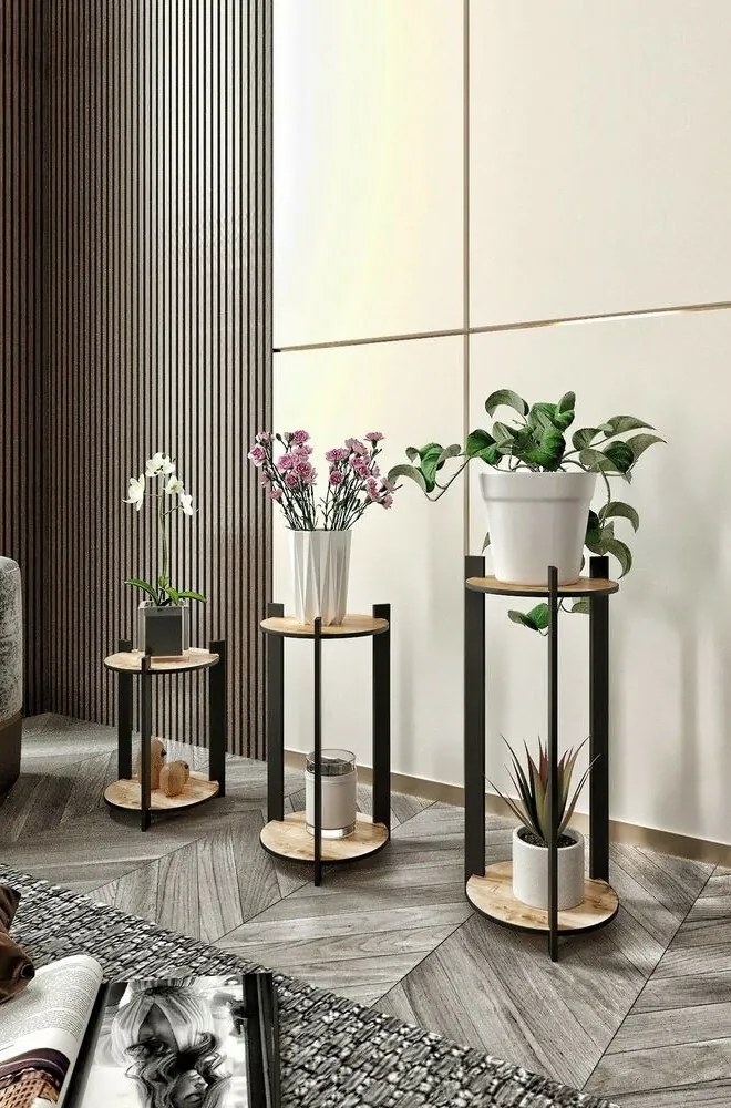 Virágállvány Flower Desk Round - Oak