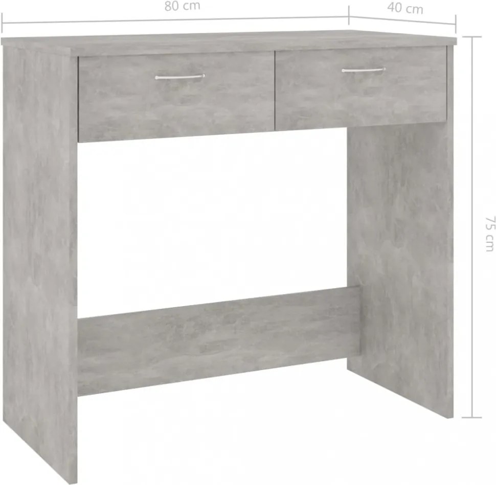 betonszürke szerelt fa íróasztal 80 x 40 x 75 cm