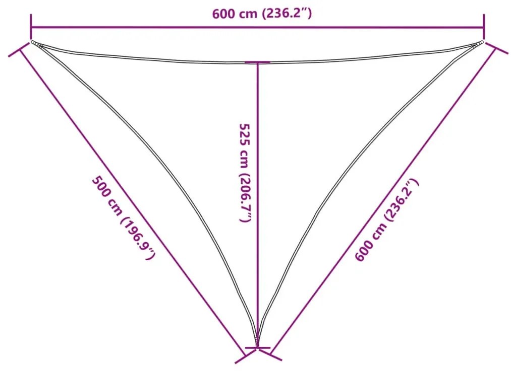 kék háromszög alakú oxford-szövet napvitorla 5 x 6 x 6 m
