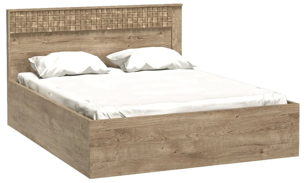 Franciaágy 160 cm Nature 17 (LED világítással) (ribbeck tölgy). 1057921