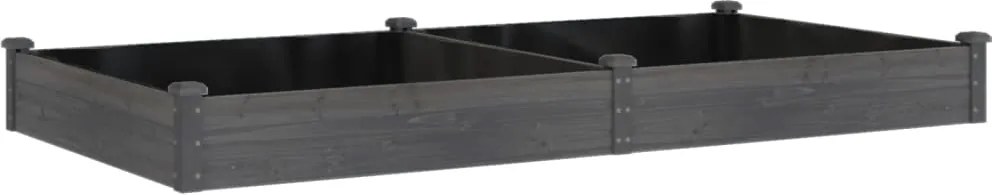 vidaXL szürke tömör fenyőfa kerti magaságyás béléssel 240x120x25 cm
