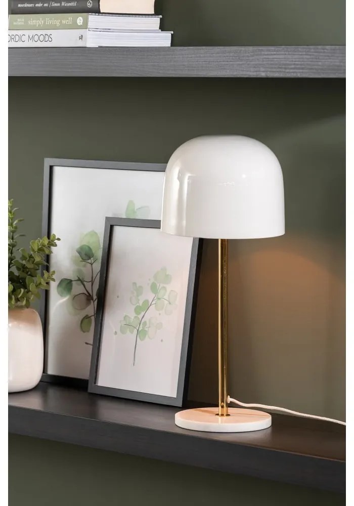 Fehér asztali lámpa fém búrával (magasság 50 cm) Manta – Leitmotiv