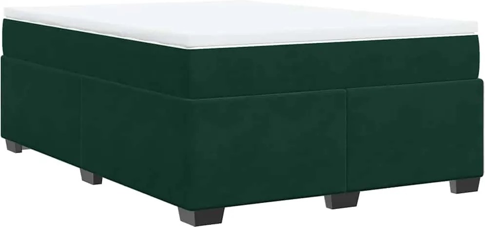 vidaXL sötétzöld bársony rugós ágy matraccal 140x190 cm