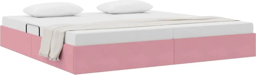 vidaXL Tárolós Ágy fejtámlával Rózsaszín 200 x 200 cm Bársony