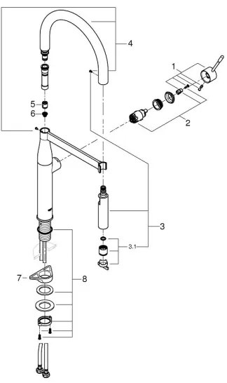 GROHE 30294000 - ESSENCE mosogató csaptelep 530 mm, fényes króm