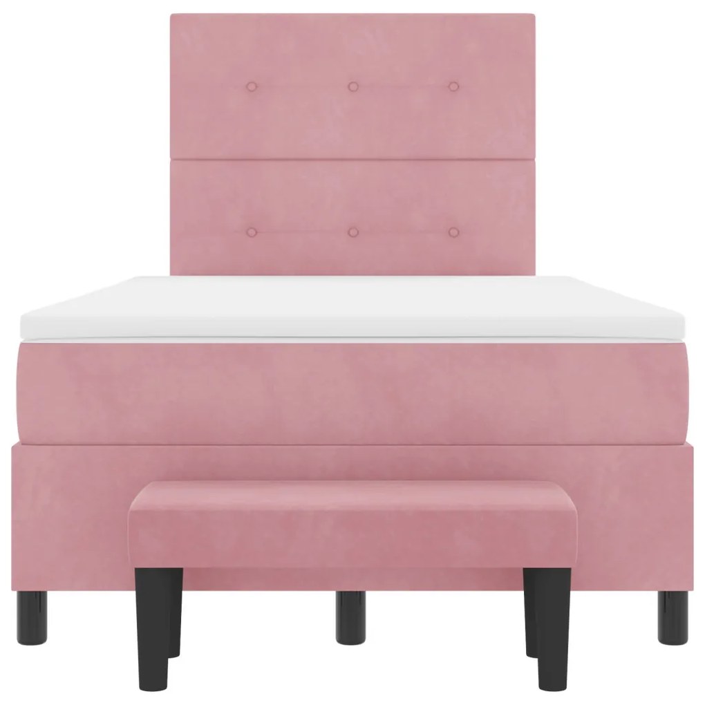 Boxspring Ágy Matrac és Pad Rózsaszín 120x200 cm Bársony