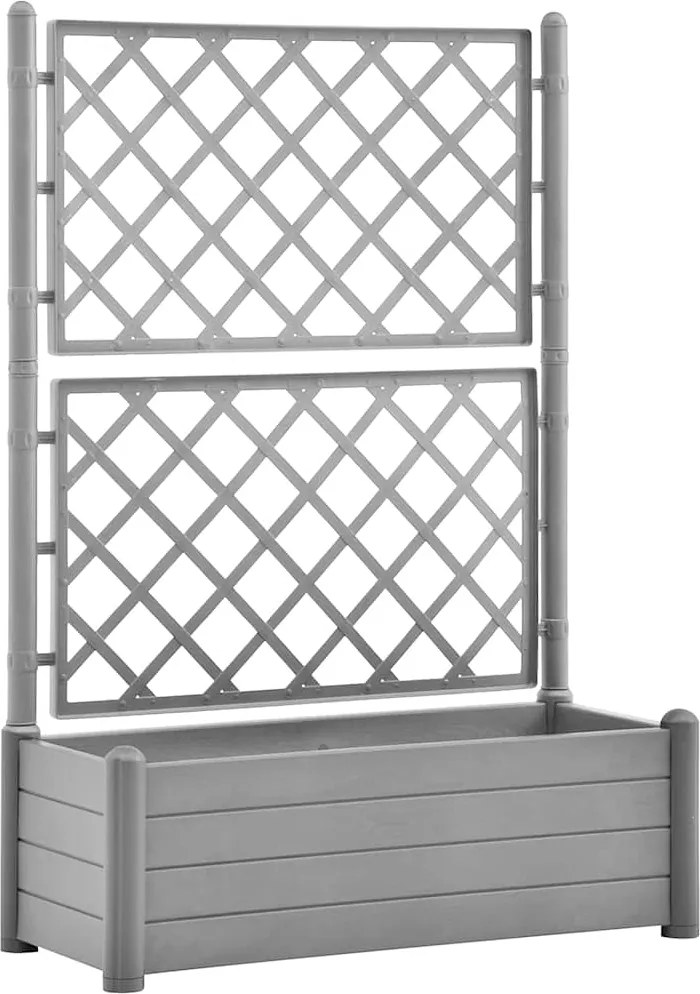 vidaXL kőszürke polipropilén rácsos kerti ültetőláda 100 x 43 x 142 cm