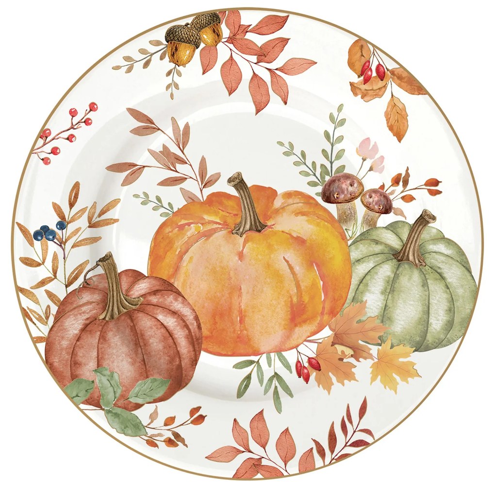 Őszi Mintával dísztökkel díszített Porcelán desszertes tányér Harvest