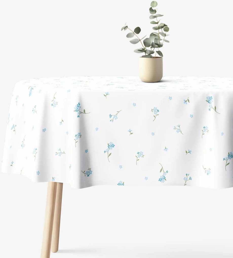 Goldea ovális pamut terítő - nefelejcsek 140 x 180 cm