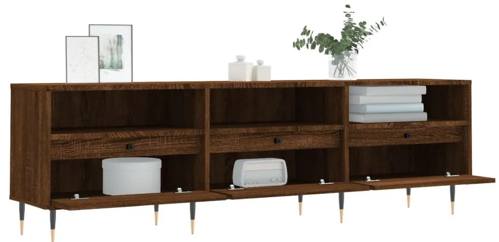 barna tölgy színű szerelt fa TV-szekrény 150 x 30 x 44,5 cm