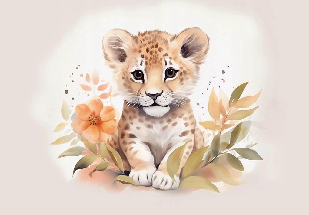 Fotótapéta Gyerekeknek aranyos állatok Oroszlán tigris +ragasztó 312 x 219