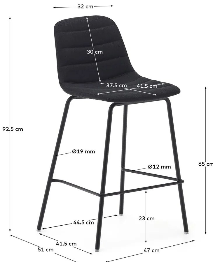 Fekete bárszék szett 2 db-os 92,5 cm Zunilda – Kave Home
