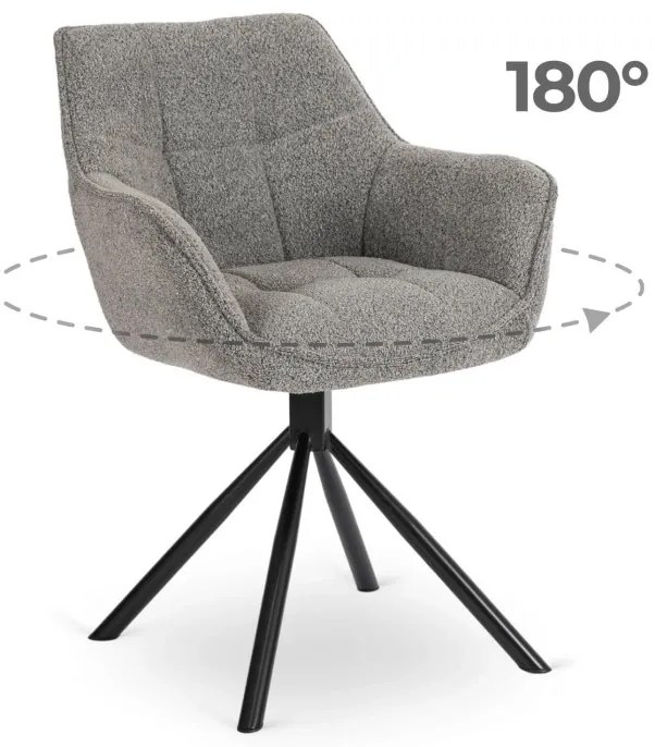 Krzesło Obrotowe PEONY Szare Boucle