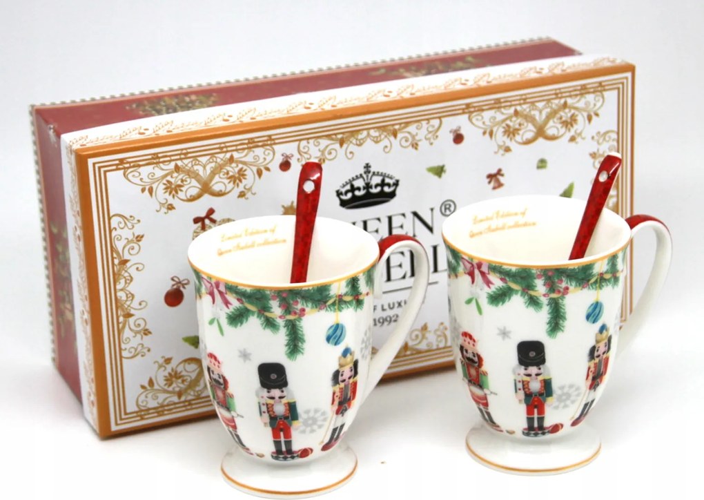 2 db Bögre Kanállal 280 ml Karácsonyi Szett Karácsonyi Bögre