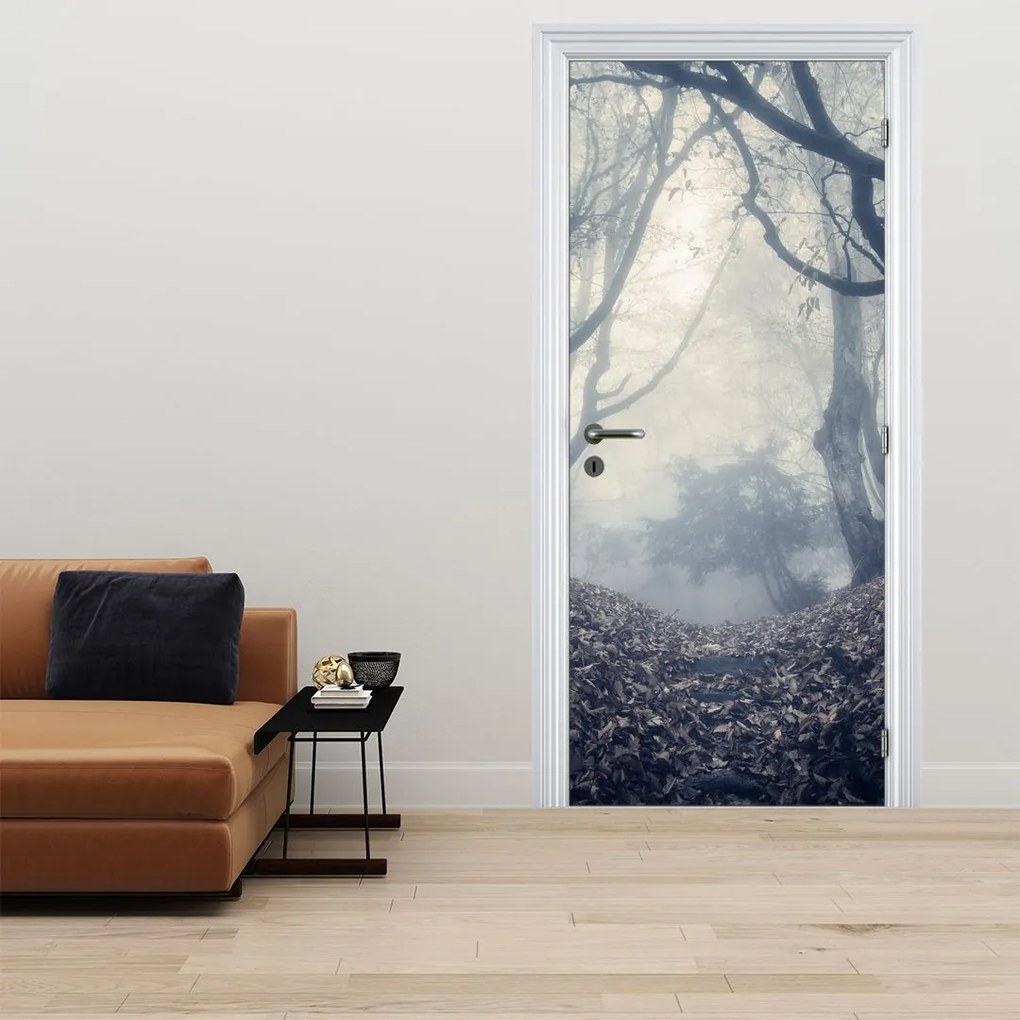 Fotótapéta ajtóra - Erdő a ködben (95x205cm)