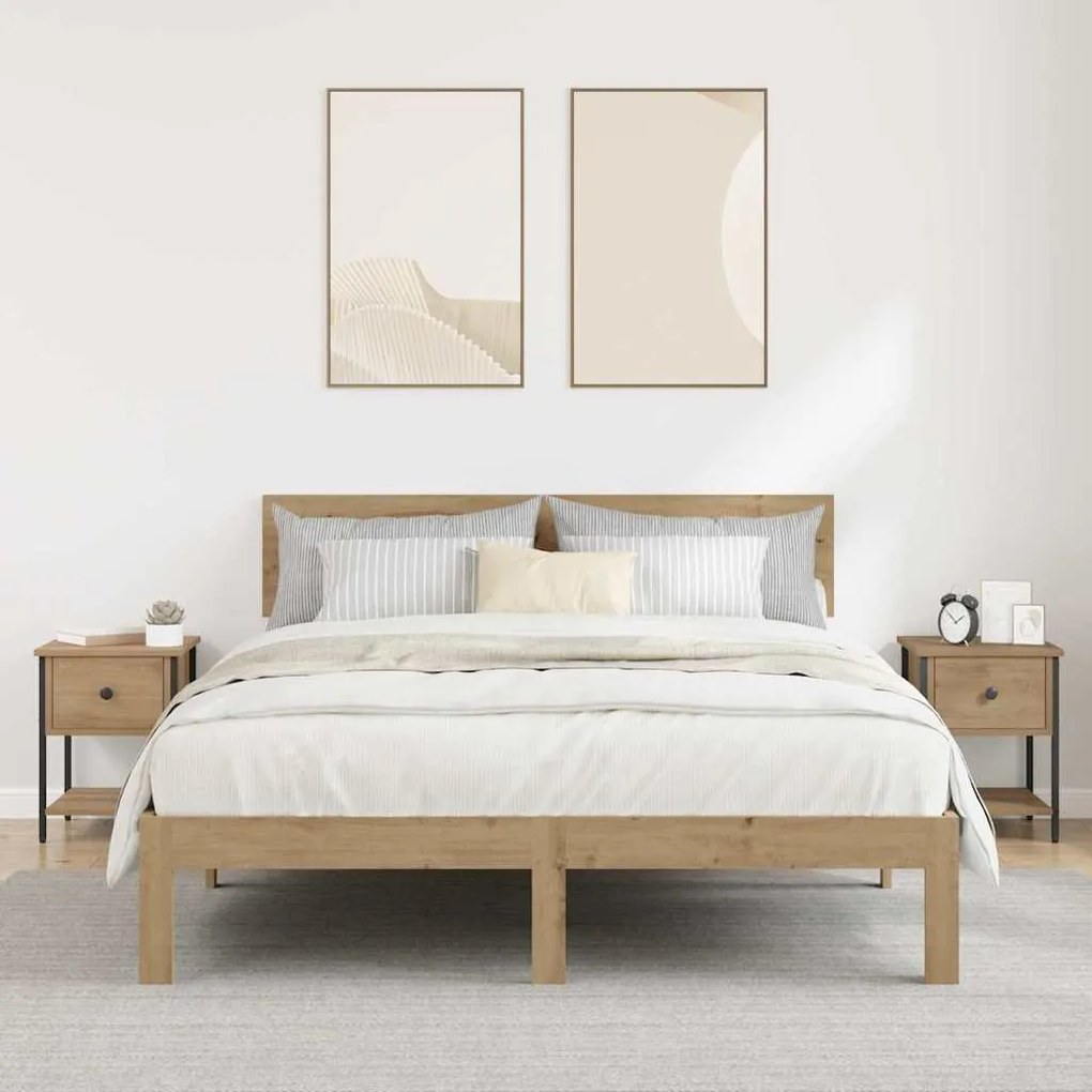 Éjjeli asztal 2 pcs kézműves tölgy 34 x 35,5 x 45 cm Faanyag