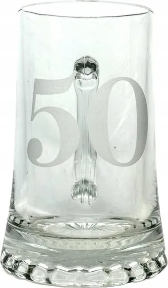 Söröspohár sörhöz 50 éves évfordulóra, fél literes, 400 ml homokfúvott