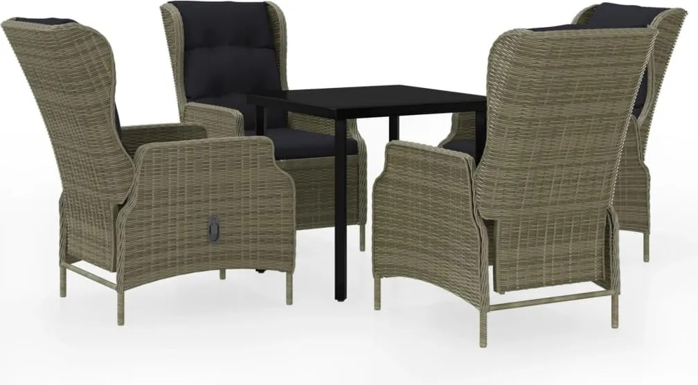 vidaXL 5 részes barna kerti étkezőgarnitúra