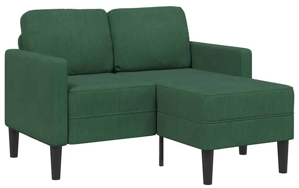 sötét zöld vászon 2 üléses kanapé L-alakú kanapéval 125 cm