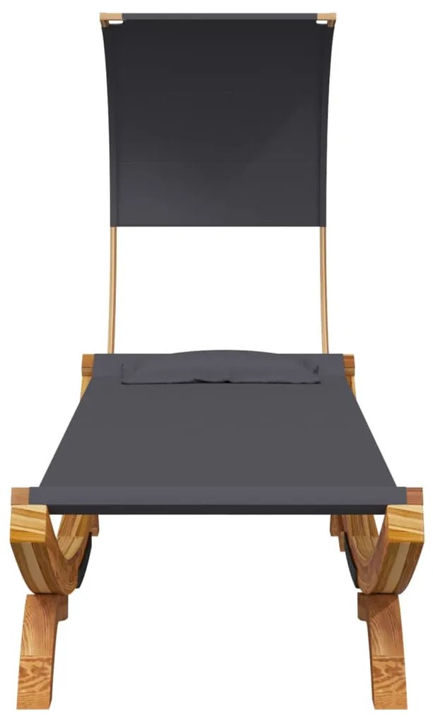 Kültéri antracit baldachinos hajlított fa nyugágy 100x200x126cm