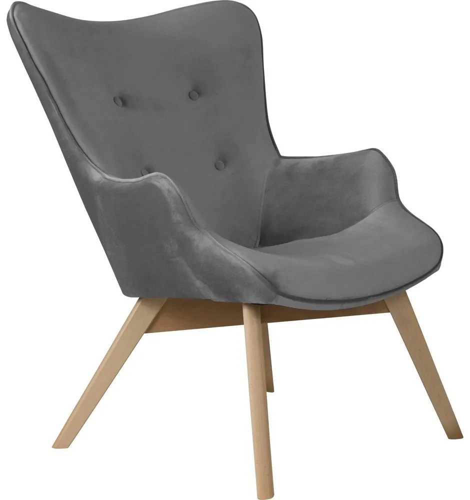 Szürke bársony fotel Niko – Ropez