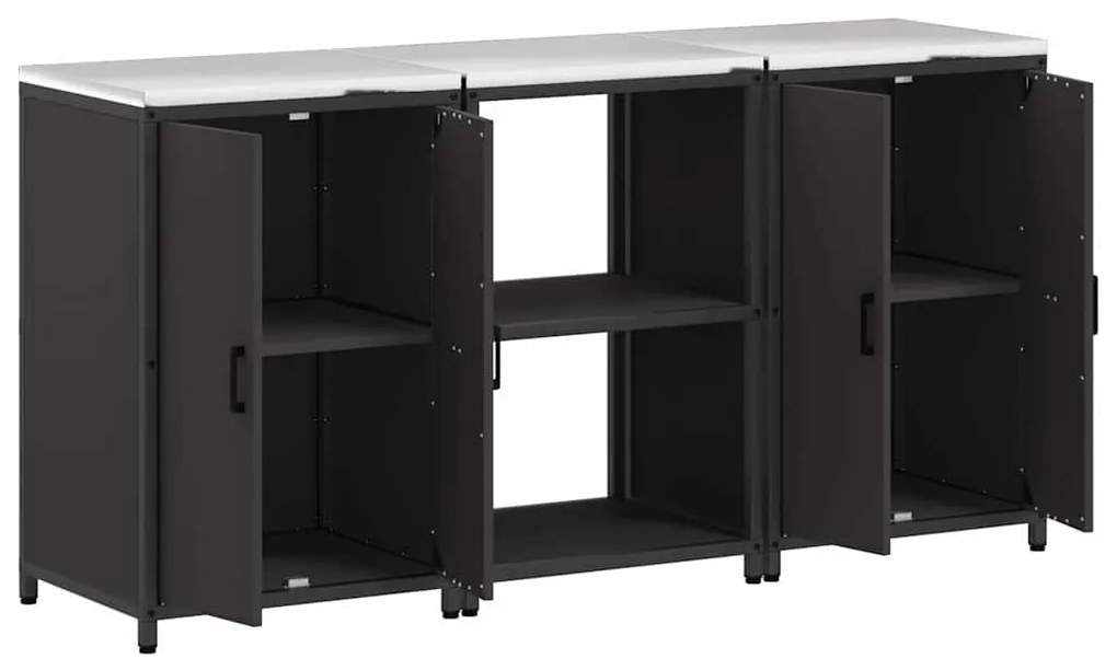 Konyhai Tároló Készlet polcokkal 3 pcs Fekete 180 x 50 x 92 cm