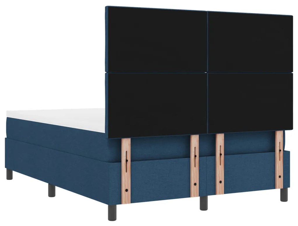 Rugós ágy matraccal és LED-del, kék, 140x200 cm, szövet