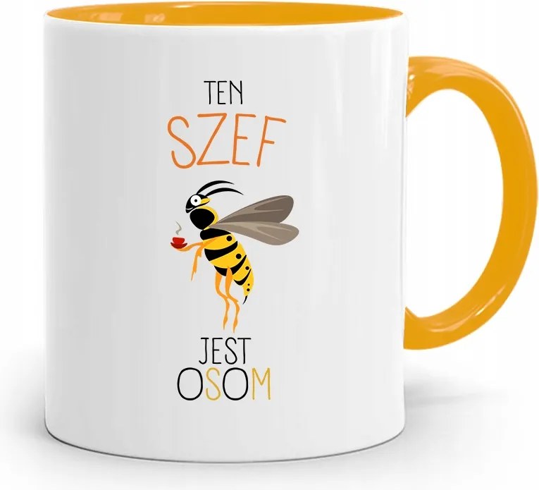 Sárga Bögre Ajándék A Főnöknek A Főnök Egy Darázs, fényképes nyomtatással