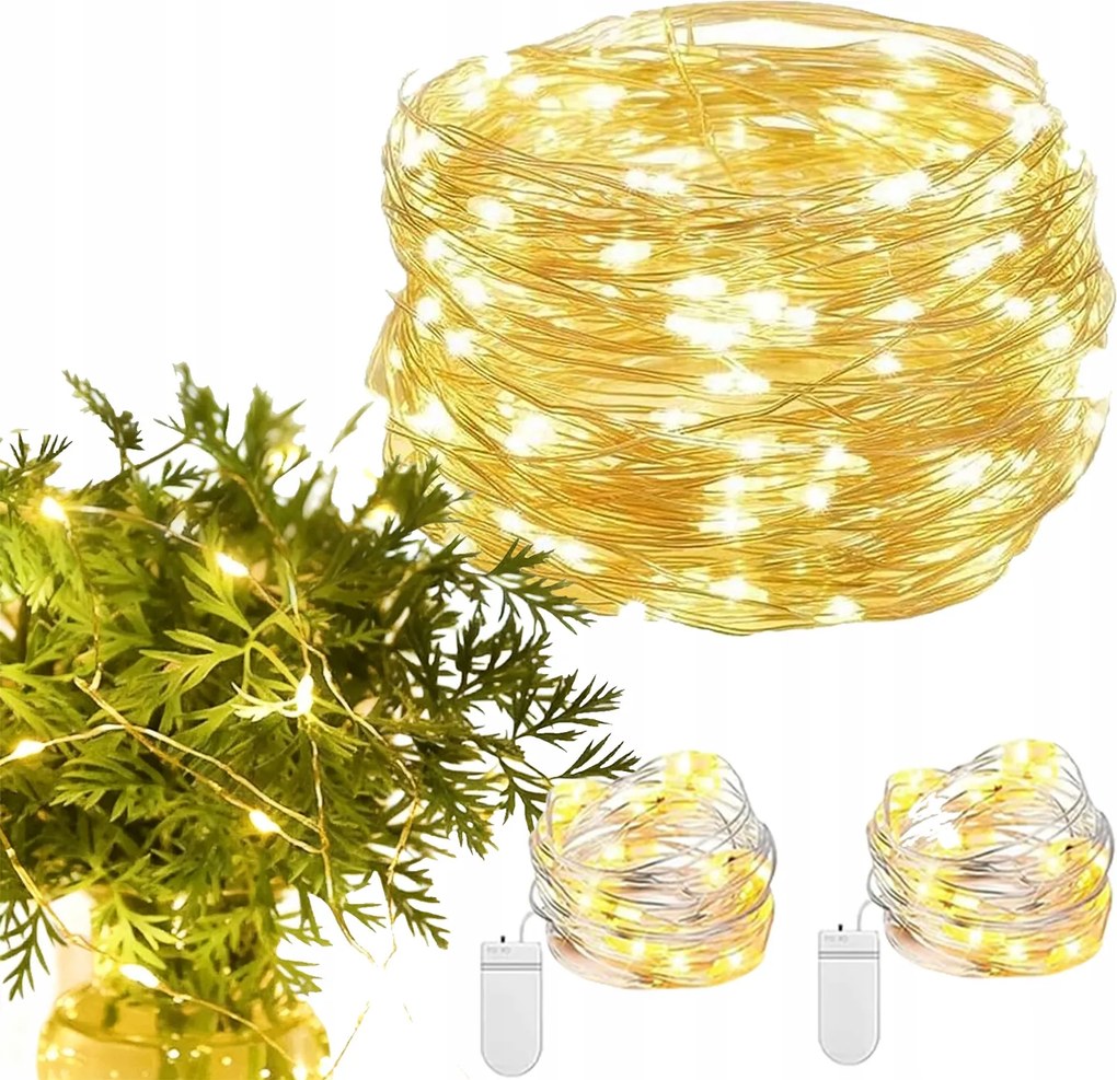 20LED Fehér Meleg Kültéri Fényfüzér Karácsonyfa Erkély 30x 2M