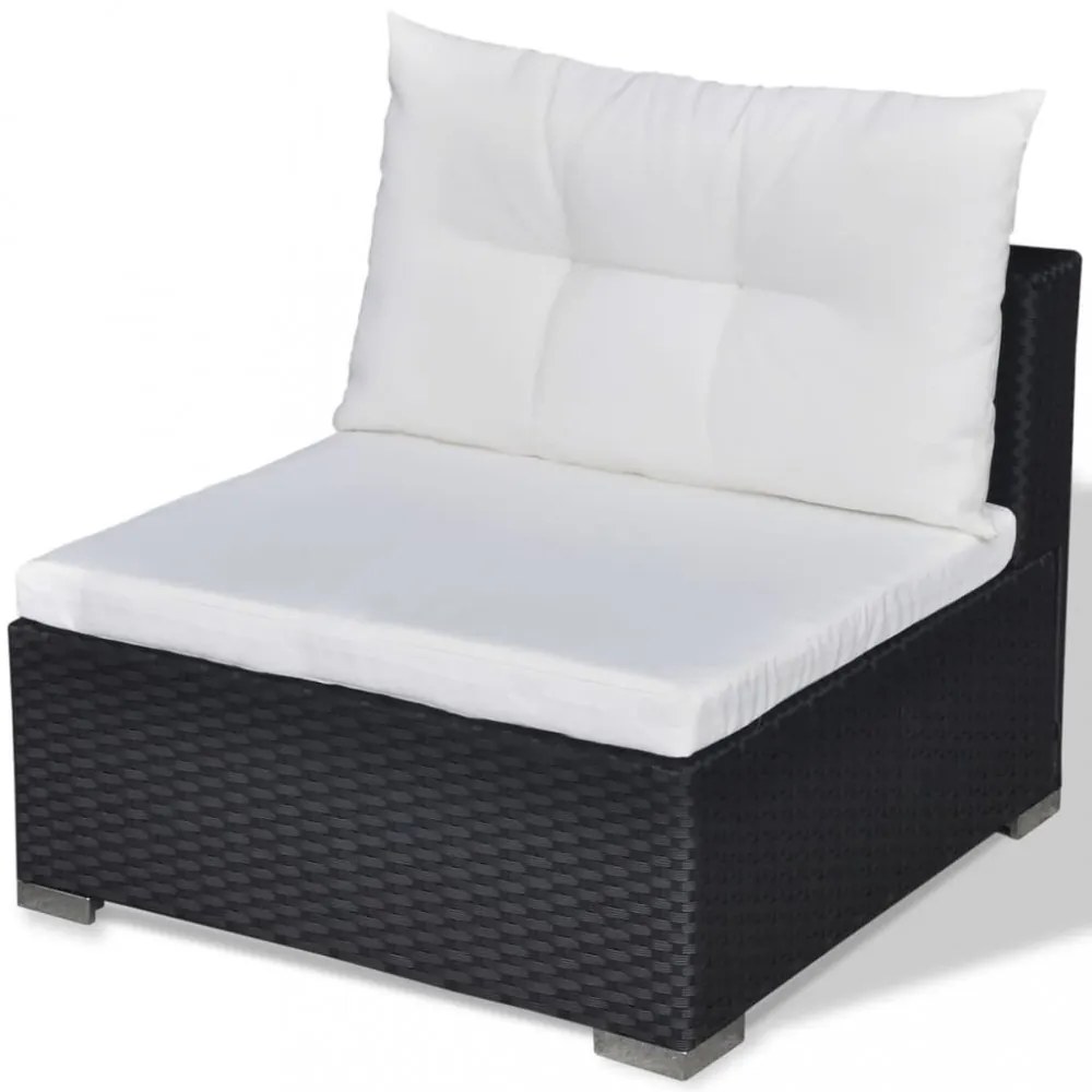 vidaXL 5 részes fekete polyrattan kerti ülőgarnitúra párnákkal