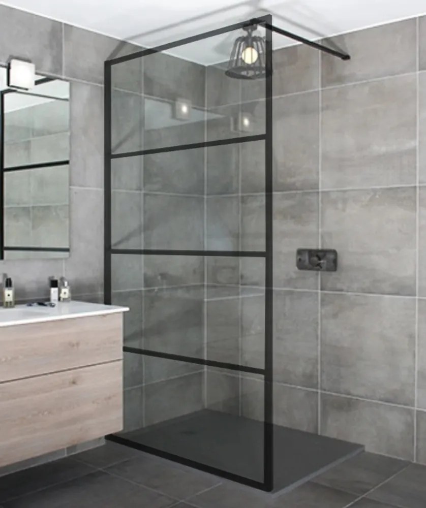 Walk-in || Black zuhanyfal 110, 200cm, 8mm, NANO