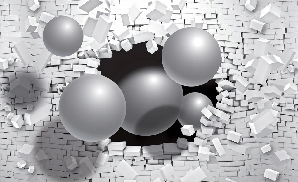 Fotótapéta Gömbök és Tégla Illúzió Tér modern design 368x254 +ragasztó