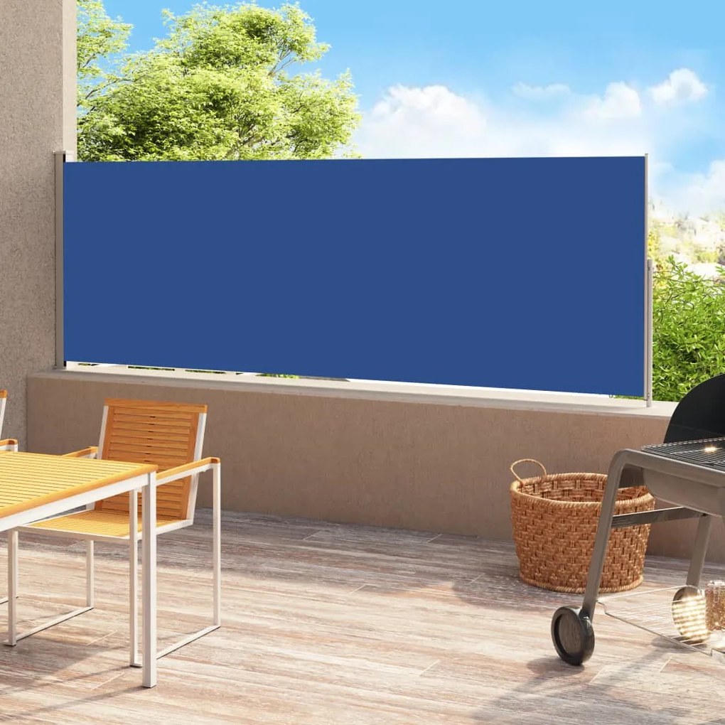 kék behúzható oldalsó terasznapellenző 200 x 500 cm