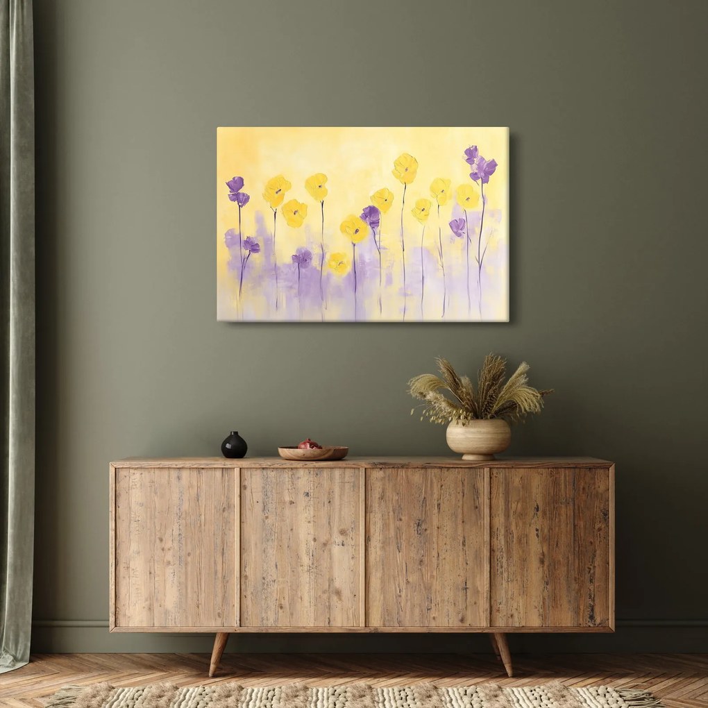Kép - Lila és sárga virágok (90x60 cm)