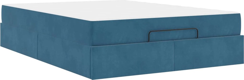 vidaXL Ágykeret matraccal matracmal 2 pcs Kék Bársony