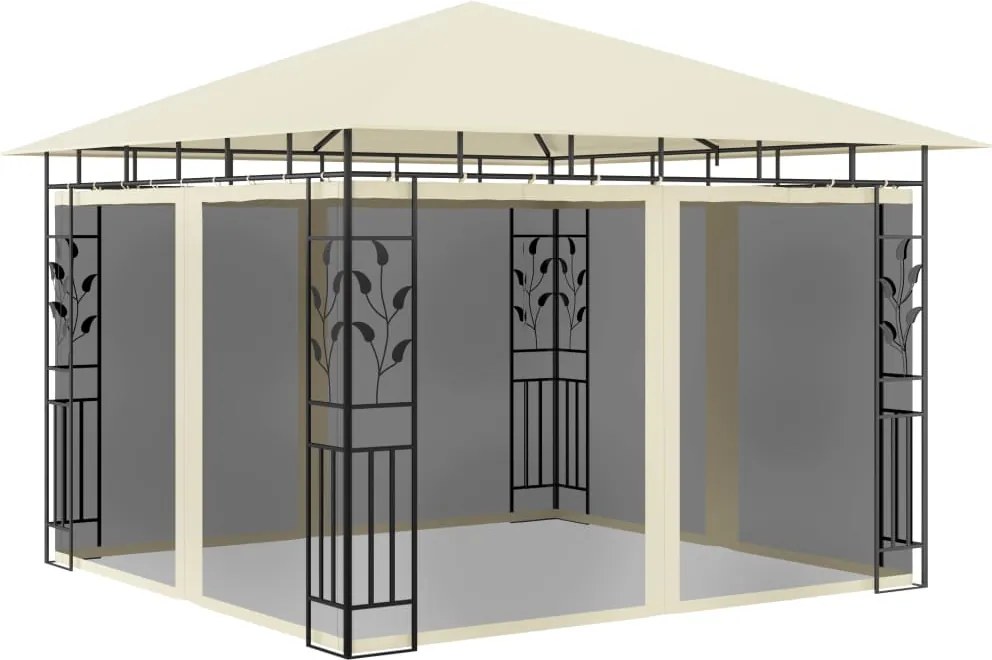 vidaXL krémszínű pavilon szúnyoghálóval 3 x 3 x 2,73 m 180 g/m²