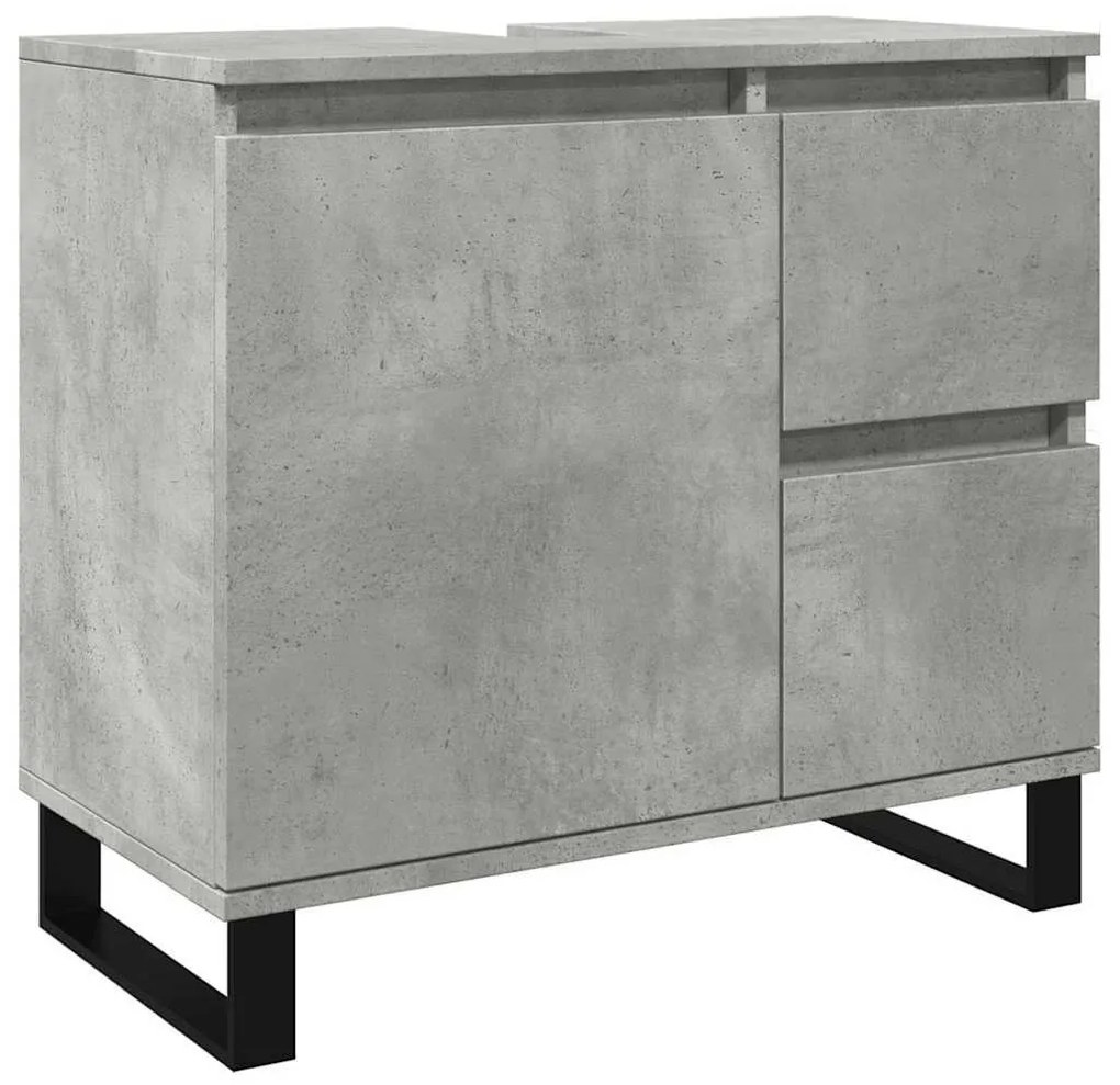 Betonszürke szerelt fa fürdőszobai mosdószekrény 65x33x60 cm