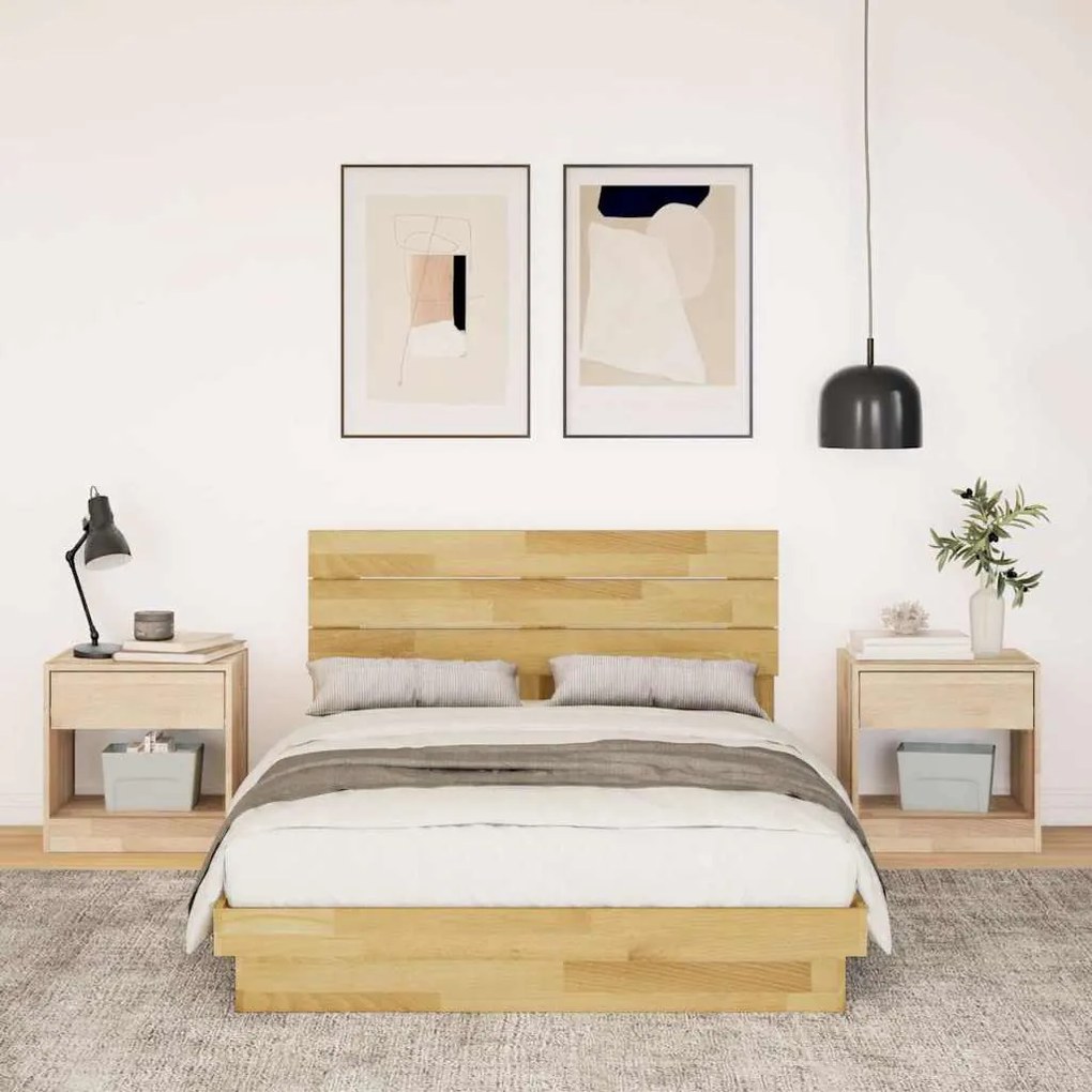 ágykeret fejtámlával matrac nélkül 120x190 cm tömör fa tölgyfa