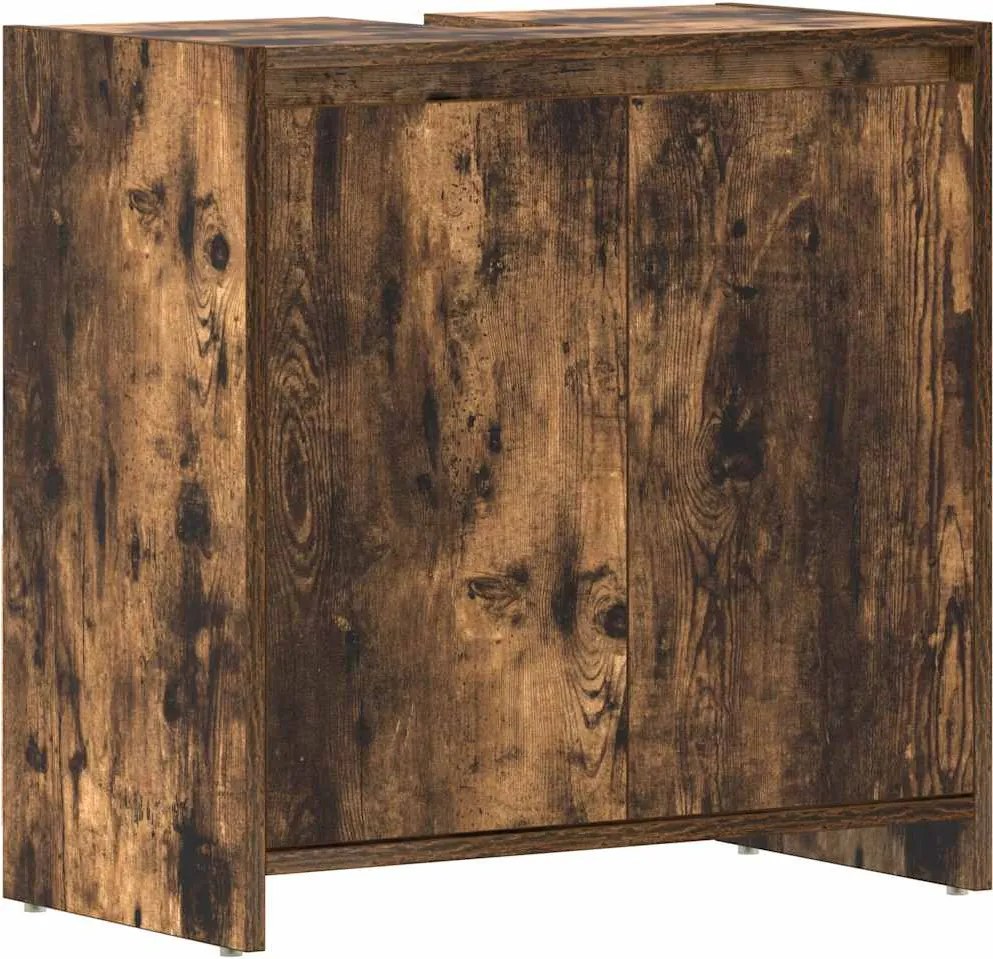 vidaXL füstös tölgy színű szerelt fa fürdőszobaszekrény 60x33x61 cm